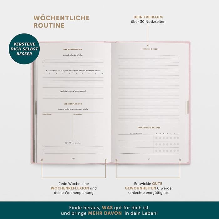 Das 6-Minuten-Tagebuch PUR (deuxième version) Journal intime en 6 minutes,  mélange de carnet et journal intime