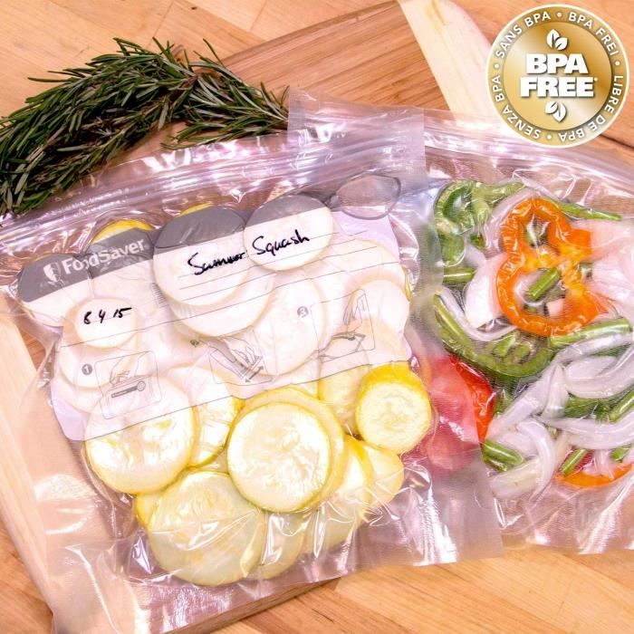 Foodsaver sacs de mise sous vide réutilisables avec fermeture zip à  glissière pour appareils de mise sous vide alimentaire foodsa - Cdiscount  Maison