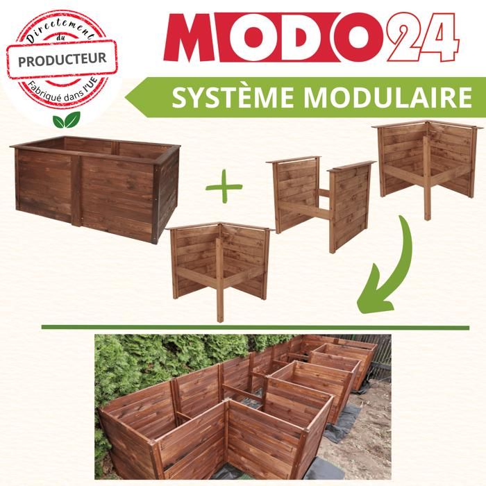 Carré potager en bois 4 cases - 203L - Basil, pas cher
