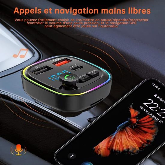 Transmetteur FM Bluetooth 5.3, Transmetteur Adaptateur Bluetooth Pour