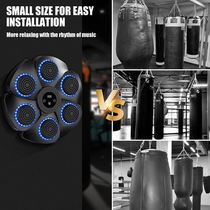 Machine De Boxe Musicale Avec Bluetooth - Cible Lumineuse Murale Et Gants - Pour Fitness, Défoulement Et Coordination à La Maison