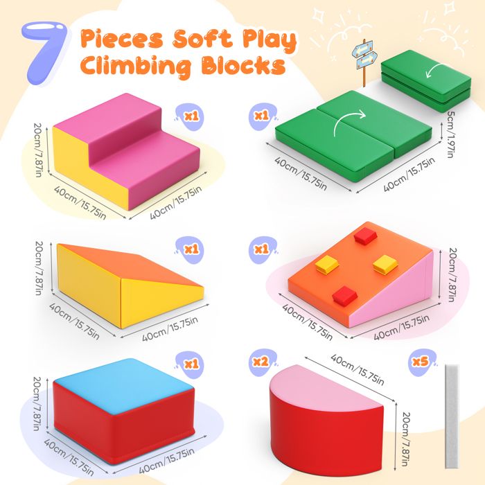 BanaSuper Blocs Mousse Éducatifs Modulables | Jeu de Motricité Intérieure pour Enfants | Parcours Motricité | Structure d'escalade Antidérapante | Design Lavable & Sécurité Renforcée, Bleu Rose
