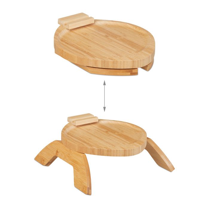 Tablette D'accoudoir En Bambou Relaxdays - 3 Compartiments, Antidérapante, 42x28 Cm