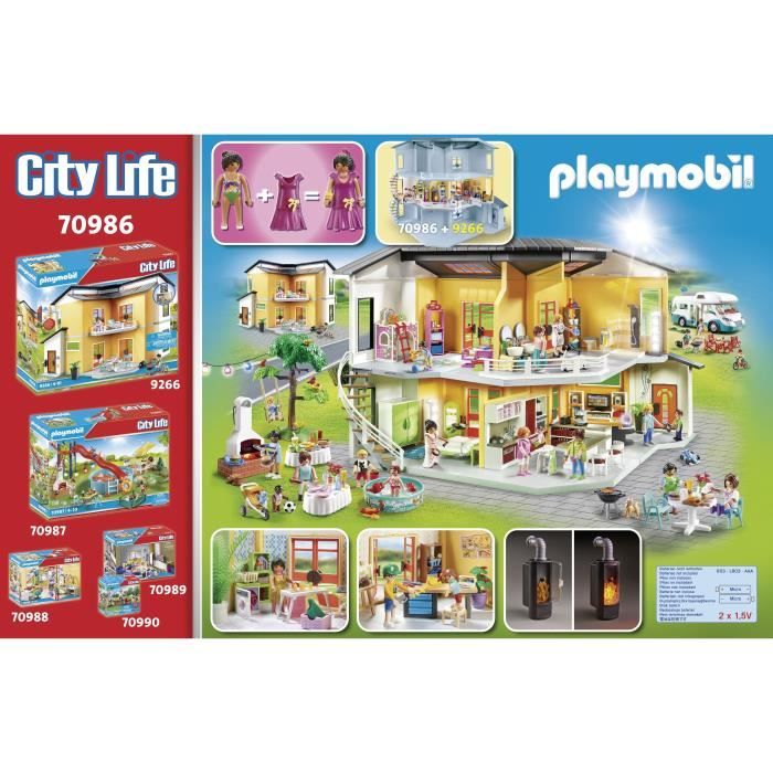 PLAYMOBIL - 70986 - City Life - La Maison Moderne - Etage Supplémentaire  Aménagé