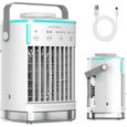 Mini climatiseur portable avec 4 vitesses de vent, 7 lumières de couleur, minuterie de 2 à 8 h pour la maison, le bureau, à coucher