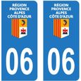 Lot 2 Autocollants Stickers plaque immatriculation voiture auto département 06 Alpes-maritimes Logo Région Provence-Alpes-Côte-0