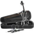 STAGG EVN X-4/4 MBK Pack violon électrique 4/4 noir métallique - Etui semi-rigide - Casque-0