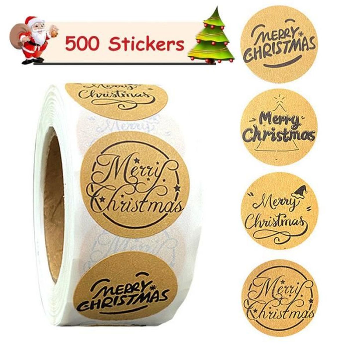120 Autocollants Cadeaux De Noël Auto-adhésifs - Lot De 120 étiquettes Décoratives 8x6 Cm Pour Emballages - 12