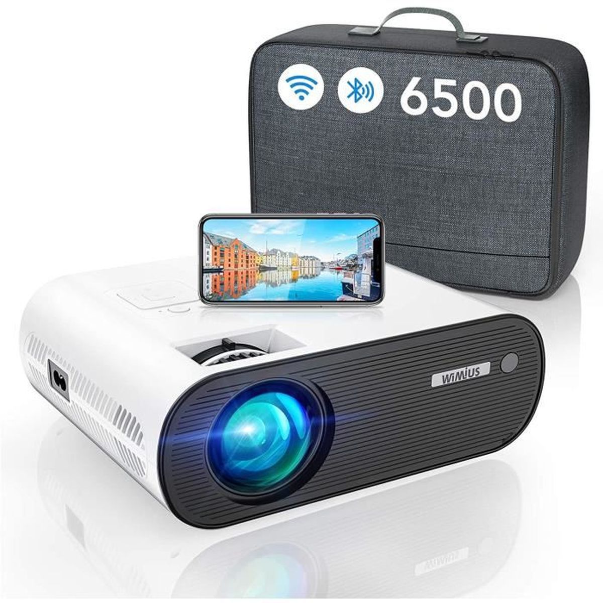 Vidéoprojecteur WiFi Bluetooth, 6500 Lumens WiMiUS Vidéoprojecteur WiFi