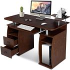 GIANTEX Bureau Informatique d'Ordinateur avec 2 Tiroirs+Support Clavier Coulissant+Support Imprimante,pour Chambre,Salon,Étude,Brun
