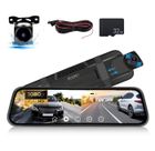 FOSMET 10" Caméra de Voiture Écran Tactile avec TF Carte 32G, 1080P HD Dashcam, Système de Stationnement, Grand Angle 170° Capteur