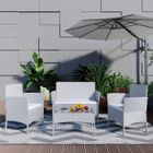 BIGZZIA Salon de jardin en résine tressée imitation rotin pour 4 personnes avec 2 fauteuils, 1 canapé et 1 table - Gris