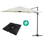 HABITAT ET JARDIN Parasol jardin déporté Alu "Sun 3" - Carré - 3 x 3 m - Ecru - Dalles incluses