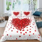 Parure de lit - MOUTON MAISON DECO - Coeurs romantiques - Rouge - Microfibre- 220x240 cm