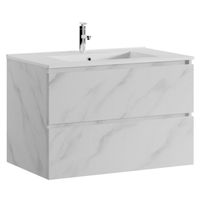 Meuble de salle de bain Inca 80 cm - Badplaats - Marbre Blanc - Meuble avec lavabo
