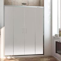 Cabine de douche avant 2 portes coulissantes et 2 panneaux fixes 200cm translucide - Blanc - Verre