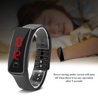 Montre-bracelet à affichage électronique à cadran 12 heures numérique avec bracelet en silicone de sport à LED (noir)