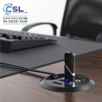 CSL-Computer Hub de Bureau encastrable USB 3.2 Gen 1,Lecteur de Cartes,Chargeur encastré de Bureau,Concentrateur USB 3.0,Audio Ja