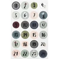 Sticker Chiffres pour calendrier de l'Avent  3 cm 24 pièces - MegaCrea DIY Multicolore - Assort.