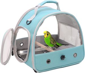VOLIÈRE - CAGE OISEAU Cage De Transport Portable Pour Petits Oiseaux Perroquet Perruche Reptile Avec Plateau En Acier Inoxydable Et Perchoir En