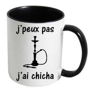 CHICHA - NARGUILÉ Mug J'peux pas J'ai chicha (Noir - Anse Classique)