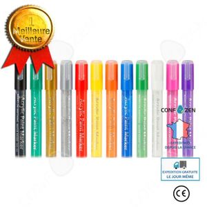 MARQUEUR CONFO® Stylo couleur 12 couleurs Marqueur acryliqu