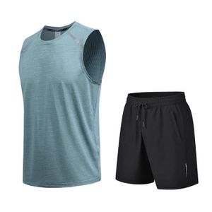 ENSEMBLE DE SPORT Ensemble de Vêtement Homme Sport - Respirant - Fitness - T-shirt et Short - Vert clair - Bleu