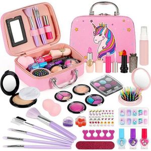 53pcs Maquillage Enfant Fille Licorne Maquillage Enfant Jouet Fille Lavable  Malette Maquillage Enfant Non Toxique Maquillage Fille Coffret Maquillage