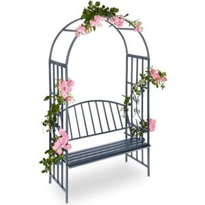 ARCHE Relaxdays Arche à roses pour jardin avec banc 2 mé