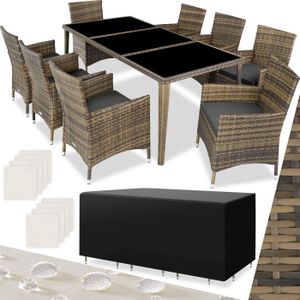 Ensemble table et chaise de jardin TECTAKE Salon de jardin MONACO Avec cadre en alumi
