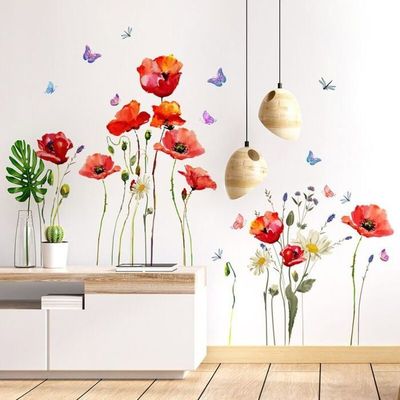 Stickers Muraux Feuilles Vertes, Plantes Tropicales, Fleurs De Vigne Suspendues Decoration Murale Pour Chambre Salon Tv 96342685