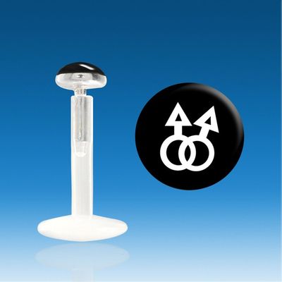 Labret Piercing Argent Bio-plastique 1.2mm – Motif Peace Love Amour, Cicatrisation Rapide