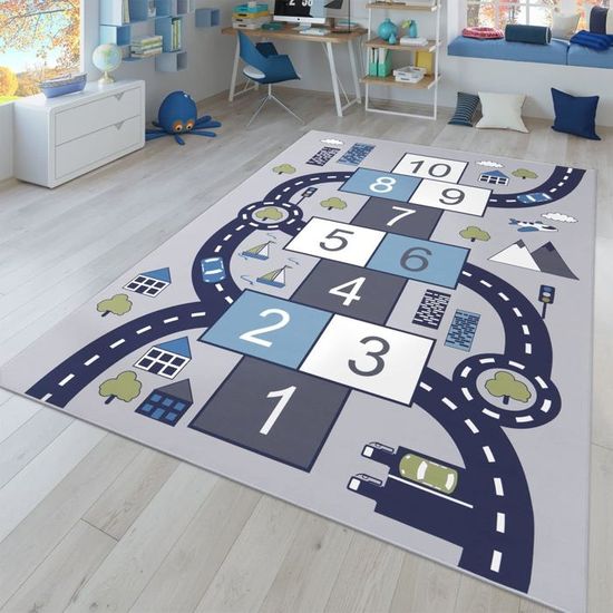 Tapis De Jeu Enfant 200x400 Cm - Grande Route Voiture Avec Ville, Château, Parc - Tapis Éducatif Bébé Garçon Fille