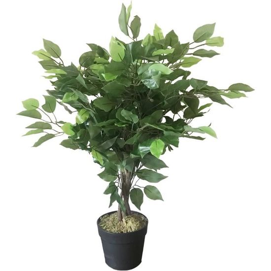 Ficus Artificiel Bonsaï 43 Cm - Plante Décorative Verte Pour Intérieur, Bureau, Salon - Fausse Plante Réaliste Avec Pot Inclus