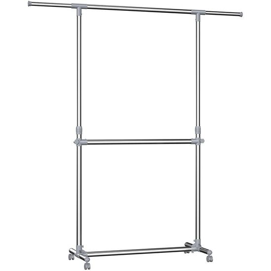 Portant Vêtements Sur Roulettes Gris – Tringle Métal – Occasion