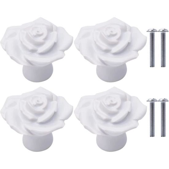 JinChengnan Lot de 8 boutons en céramique vintage en forme de rose pour armoire de cuisine, placards, meubles TV, commode de chambre de fille, armoire avec 3 tailles de vis. (rouge JinChengnan Lot de 8 boutons en céramique vintage en forme de rose pour armoire de cuisine, placards, meubles TV, commode de chambre de fille, armoire avec 3 tailles de vis. (rouge