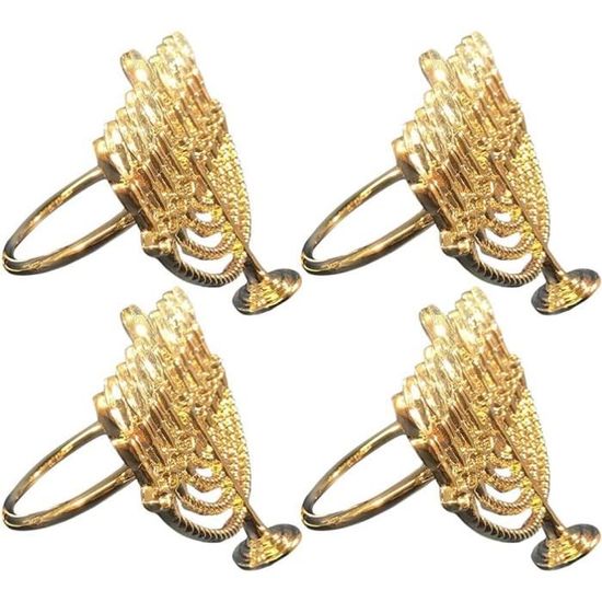 Tyqour Lot De 12 Anneaux De Serviettes Dorés élégants En Métal Doré Boucles De Serviette Feuilles Dorées Anneaux De Napkin Pour Pâques, Mariage, Noël, Dîner, Anniversaire, Décoration De Table Fête