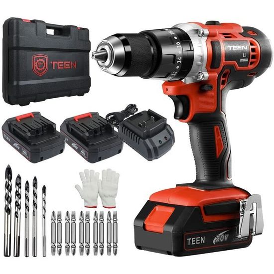Perceuse-visseuse Sans Fil 20V Rose - 42 Nm, 25+1 Réglages Couple, Kit 56 Accessoires, LED