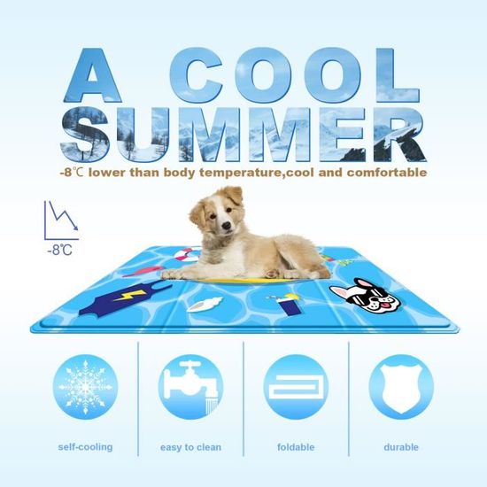 Tapis Rafraîchissant Pour Chien/Chat - 61x51 Cm Soie Glacée - Sans Eau, Lavable - Pour Canapé, Panier