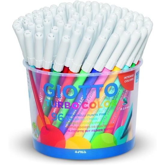 GIOTTO Lot De 96 Feutres Turbo Color - Pointe 2.8mm Encre Non Toxique - Pour École, Bureau Ou Loisirs