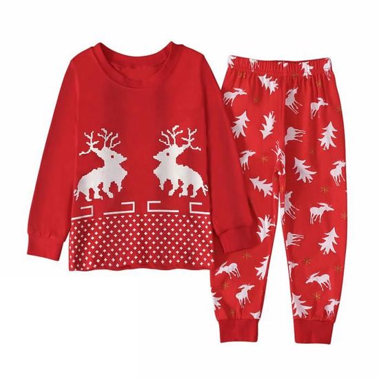 Pyjama De Noël Pour Enfants 2-7 Ans - Motifs Père Noël, Arbres, Cerfs - Confortable Et Doux - 5