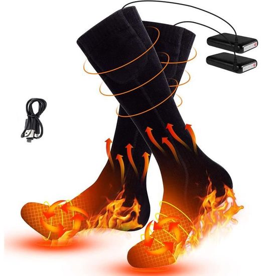 Chaussettes Chauffantes, 8000 MAh Rechargeables Par USB Pour