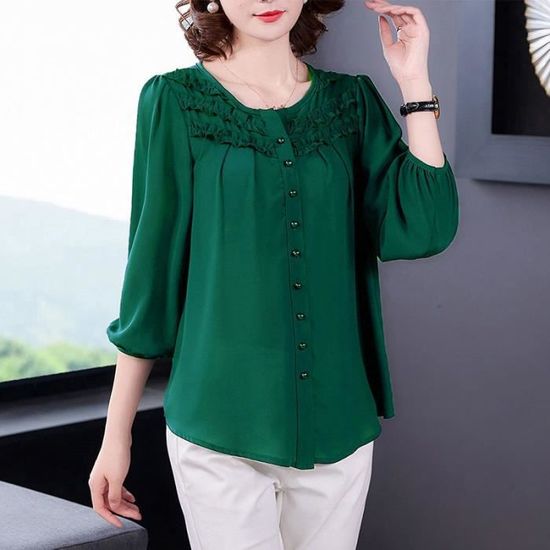 Acheter SURWENYUE printemps mode blouses à manches longues chemises en mousseline de soie bureau