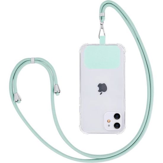 Cordon Tour De Cou Pour Téléphone - Longueur 1,2m Réglable, Avec 2 Attaches, Cuir Tressé