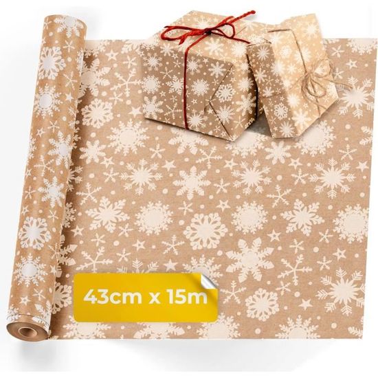 Aimyoo Rouleau De Papier Cadeau De Noël Kraft Jumbo - Motif à