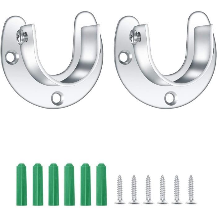 Lot De 2 Supports Acier Inox Pour Tringle à Rideaux Ou Placards - Diamètre 32 Mm