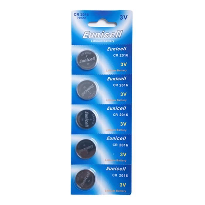 Lot de 5 Piles bouton plates lithium 3V type CR2016 compatibles DL2016 ...