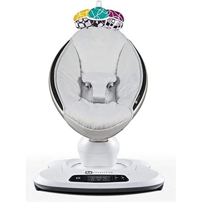 mamaroo 4 classic grey - balancelle bébé électrique qui bouge comme vous - 5 mouvements et 4 sons de la nature - bluetooth et mp3 -