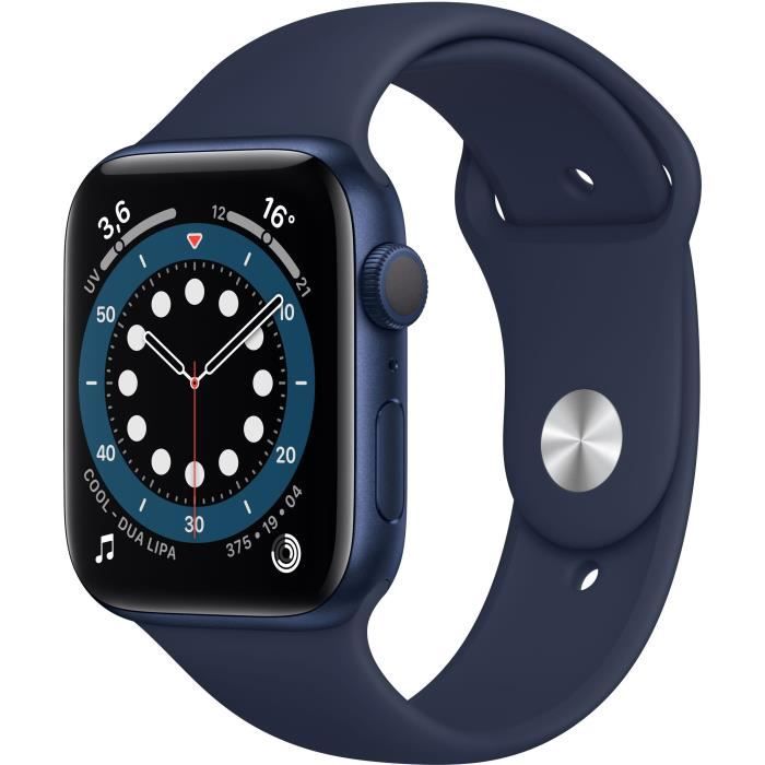 Apple Watch Series 6 GPS, 44mm Boîtier en Aluminium Bleu avec Bracelet Sport Bleu Intense