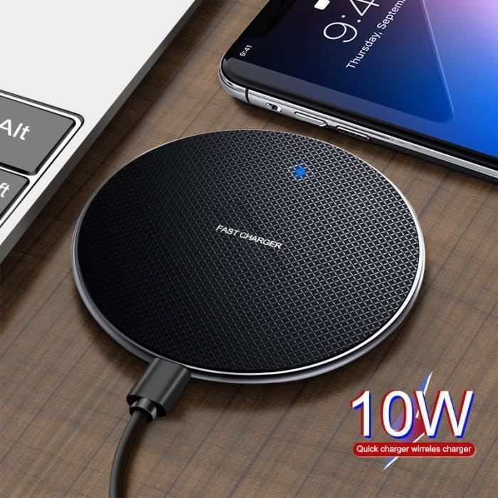 10W Chargeur à Induction Sans Fil Rapide Qi Universel Charger Pad pour iPhone-Samsung-Huawei-XiaoMi et Appareils Qi